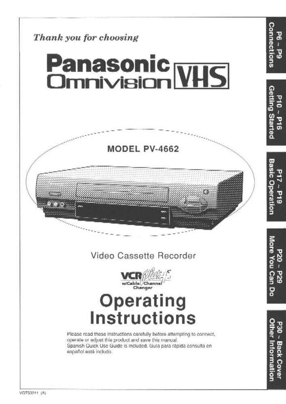 Panasonic PV-4662 VCR User Instruction Manual