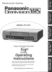 Panasonic PV-7401 VCR User Instruction Manual