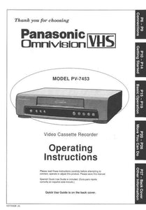 Panasonic PV-7453 VCR User Instruction Manual