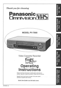 Panasonic PV-7660 VCR User Instruction Manual