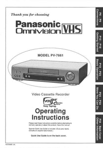 Panasonic PV-7661 VCR User Instruction Manual