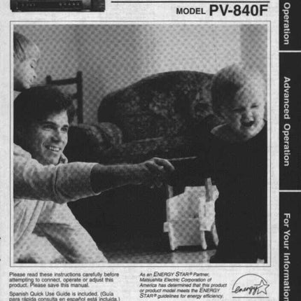 Panasonic PV-840F VCR User Instruction Manual