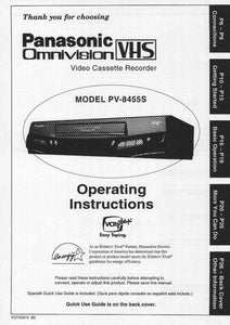 Panasonic PV-8455S VCR User Instruction Manual