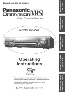 Panasonic PV-8661 VCR User Instruction Manual