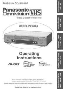 Panasonic PV-8664 VCR User Instruction Manual