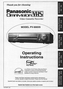 Panasonic PV-8665S VCR User Instruction Manual