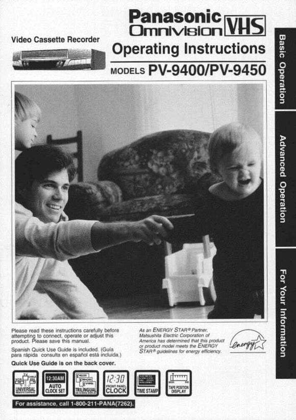 Panasonic PV-9400 VCR User Instruction Manual