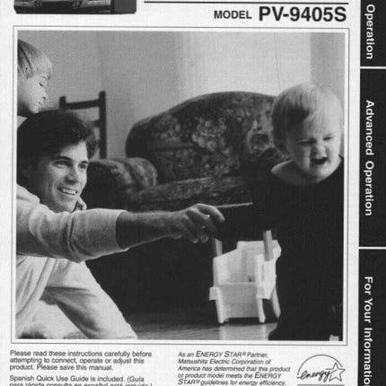 Panasonic PV-9405S VCR User Instruction Manual