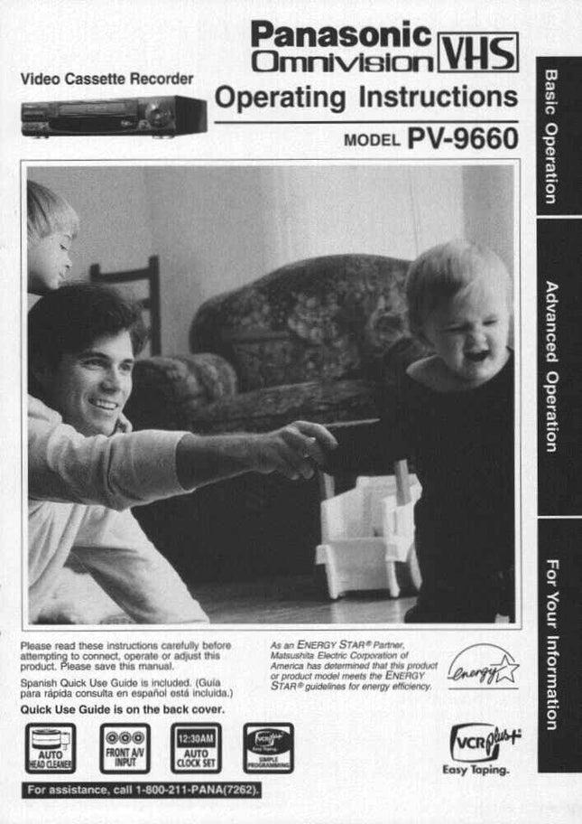 Panasonic PV-9660 VCR User Instruction Manual
