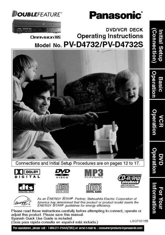 Panasonic PV-D4732 VCR User Instruction Manual