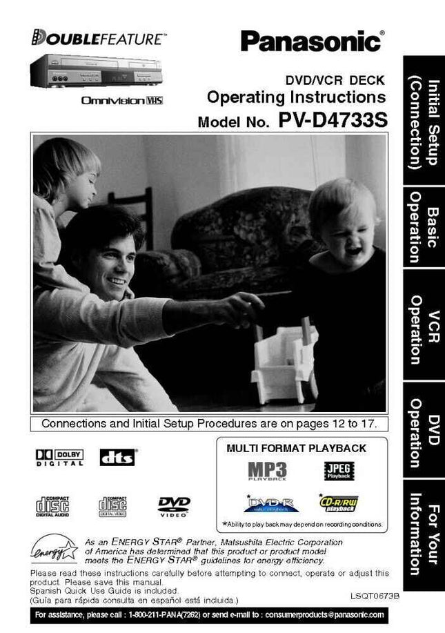 Panasonic PV-D4733S VCR User Instruction Manual