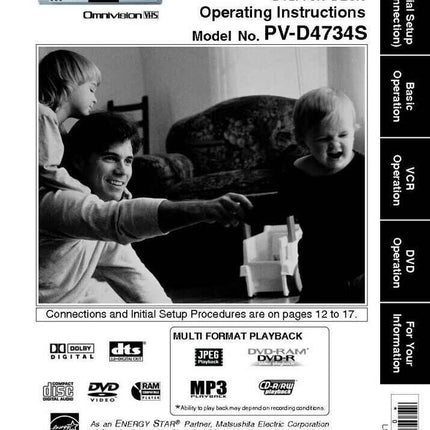 Panasonic PV-D4734S VCR DVD User Instruction Manual
