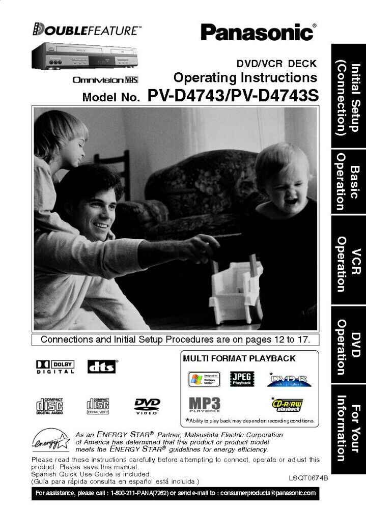 Panasonic PV-D4743 DVD VCR User Instruction Manual – TekRevolt