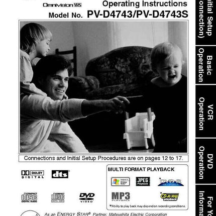 Panasonic PV-D4743S VCR DVD User Instruction Manual
