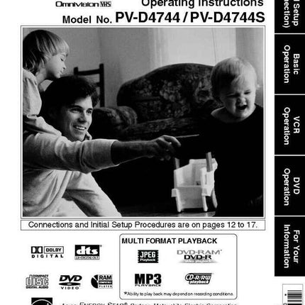 Panasonic PV-D4744S VCR DVD User Instruction Manual