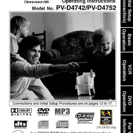 Panasonic PV-D4752 VCR DVD User Instruction Manual