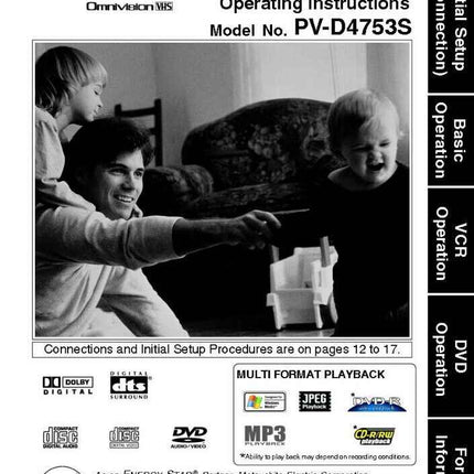 Panasonic PV-D4753S VCR DVD User Instruction Manual