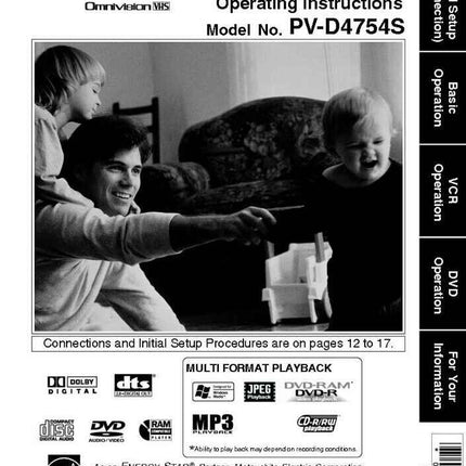 Panasonic PV-D4754S VCR DVD User Instruction Manual