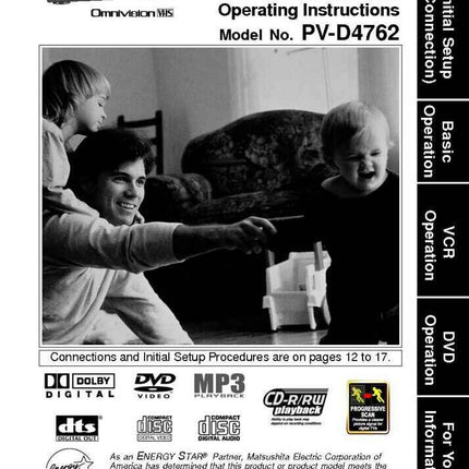 Panasonic PV-D4762 VCR DVD User Instruction Manual