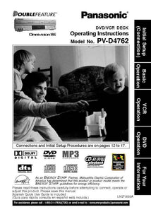 Panasonic PV-D4762 VCR DVD User Instruction Manual