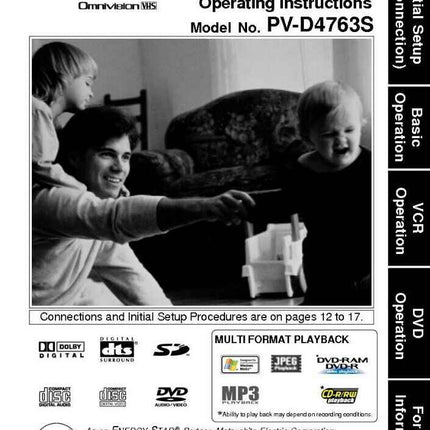 Panasonic PV-D4763S VCR DVD User Instruction Manual