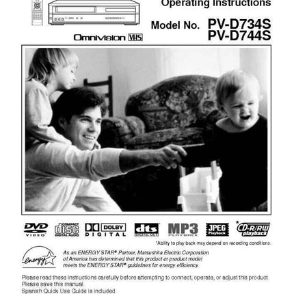 Panasonic PV-D734S VCR DVD User Instruction Manual