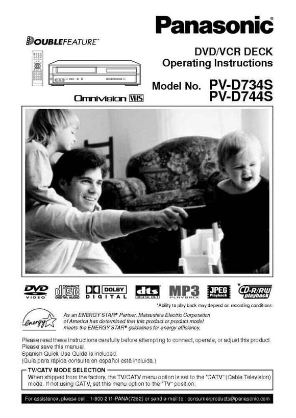 Panasonic PV-D734S VCR DVD User Instruction Manual