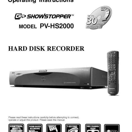 Panasonic PV-HS2000 VCR User Instruction Manual