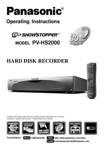 Panasonic PV-HS2000 VCR User Instruction Manual