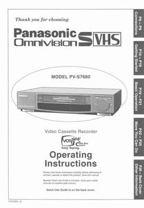 Panasonic PV-S7680 VCR User Instruction Manual