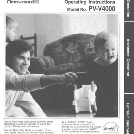 Panasonic PV-V4000 VCR User Instruction Manual