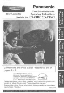 Panasonic PV-V4021 VCR User Instruction Manual