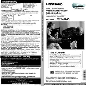 Panasonic PV-V4524S VCR User Instruction Manual