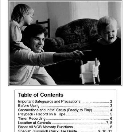 Panasonic PV-V4525S VCR User Instruction Manual