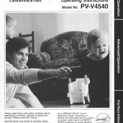 Panasonic PV-V4540 VCR User Instruction Manual