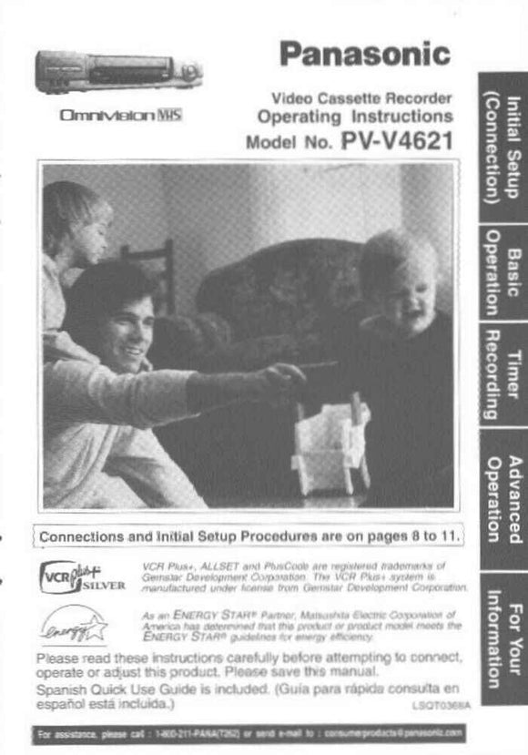 Panasonic PV-V4621 VCR User Instruction Manual