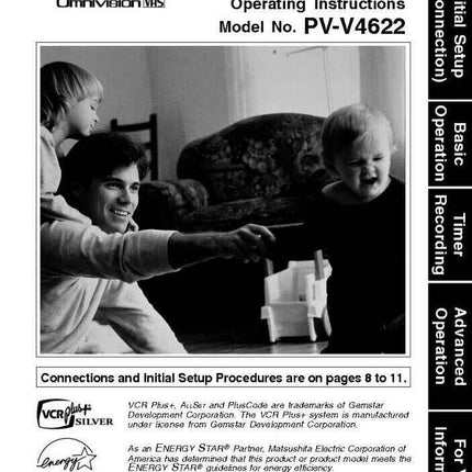 Panasonic PV-V4622 VCR User Instruction Manual