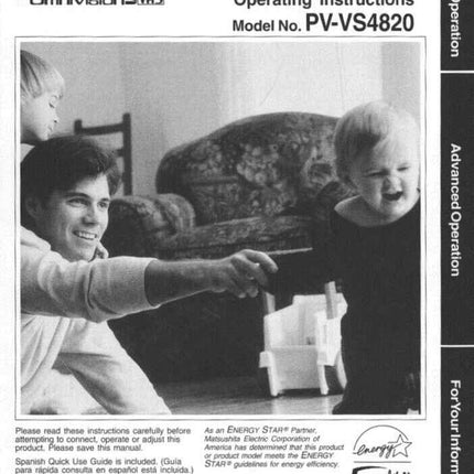 Panasonic PV-VS4820 VCR User Instruction Manual