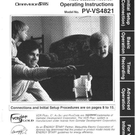 Panasonic PV-VS4821 VCR User Instruction Manual