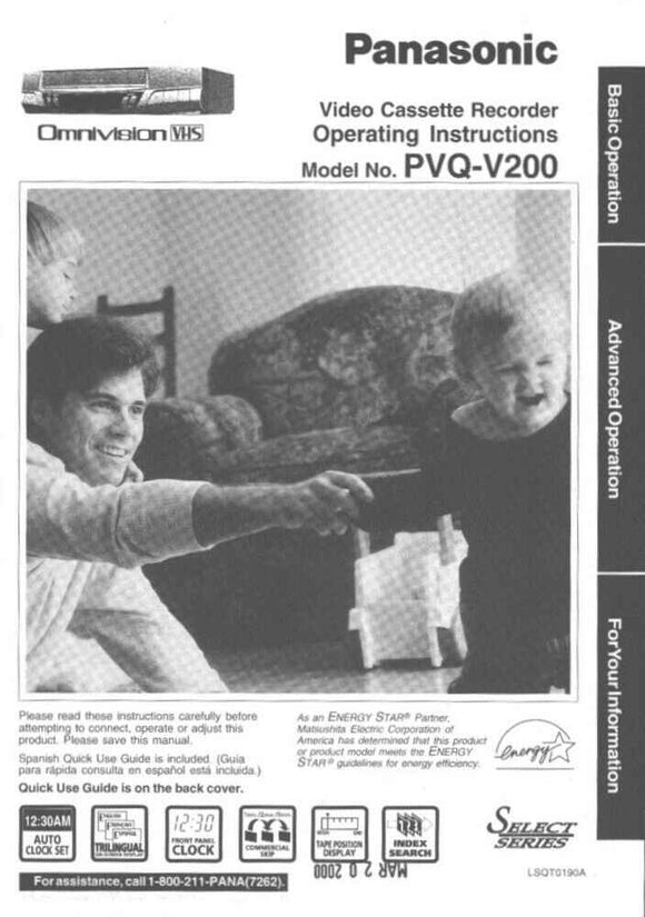 Panasonic PV-Q V200 VCR User Instruction Manual