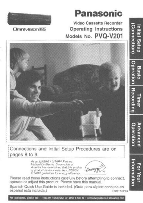 Panasonic PV-Q V201 VCR User Instruction Manual