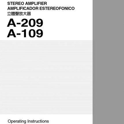 Pioneer A-109 Amplifier Owners Manual
