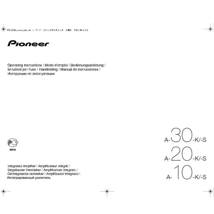 Pioneer A-10KS Amplifier Owners Manual