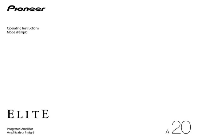 Pioneer A-20 Amplifier Owners Manual