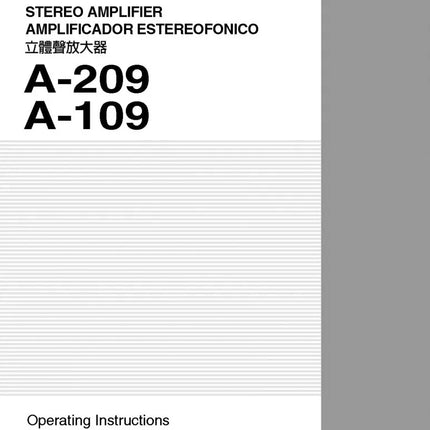 Pioneer A-209 Amplifier Owners Manual