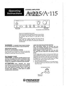 Pioneer A-255 Amplifier Owners Manual