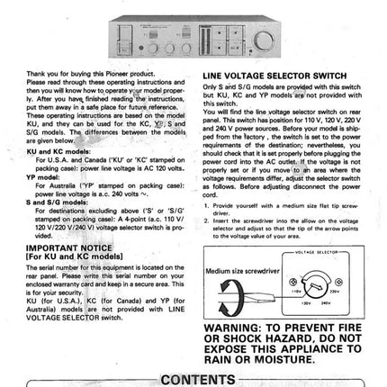 Pioneer A-40 Amplifier Owners Manual
