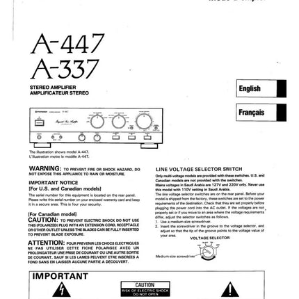 Pioneer A-447 Amplifier Owners Manual