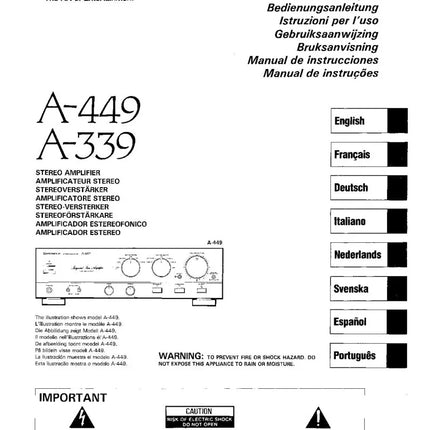 Pioneer A-449 Amplifier Owners Manual