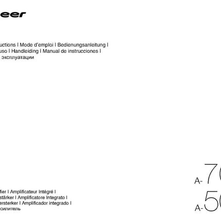 Pioneer A-50K Amplifier Owners Manual